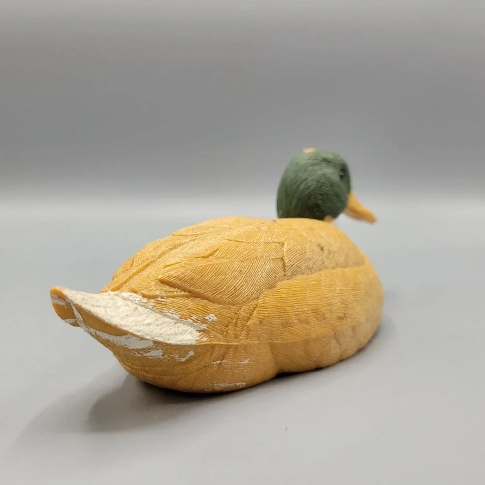 Vintage Plastic Duck Decoy Figurine Green Head Brown Body Collectible 3